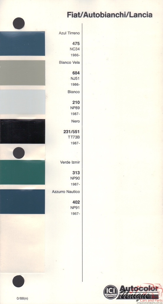 1986-1990 Fiat Paint Charts Autocolor 1